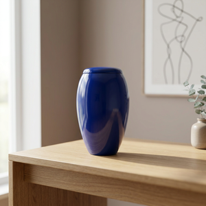 Vase ovale de luxe en métal bleu, pot commémoratif, porte-fleurs décoratif pour la maison et le jardin - Artisanat indien pour la maison - Product Image 3