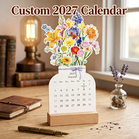 Calendrier de bureau vintage 2027 personnalisable, calendrier mural perpétuel 2027, papillon espagnol, chinois