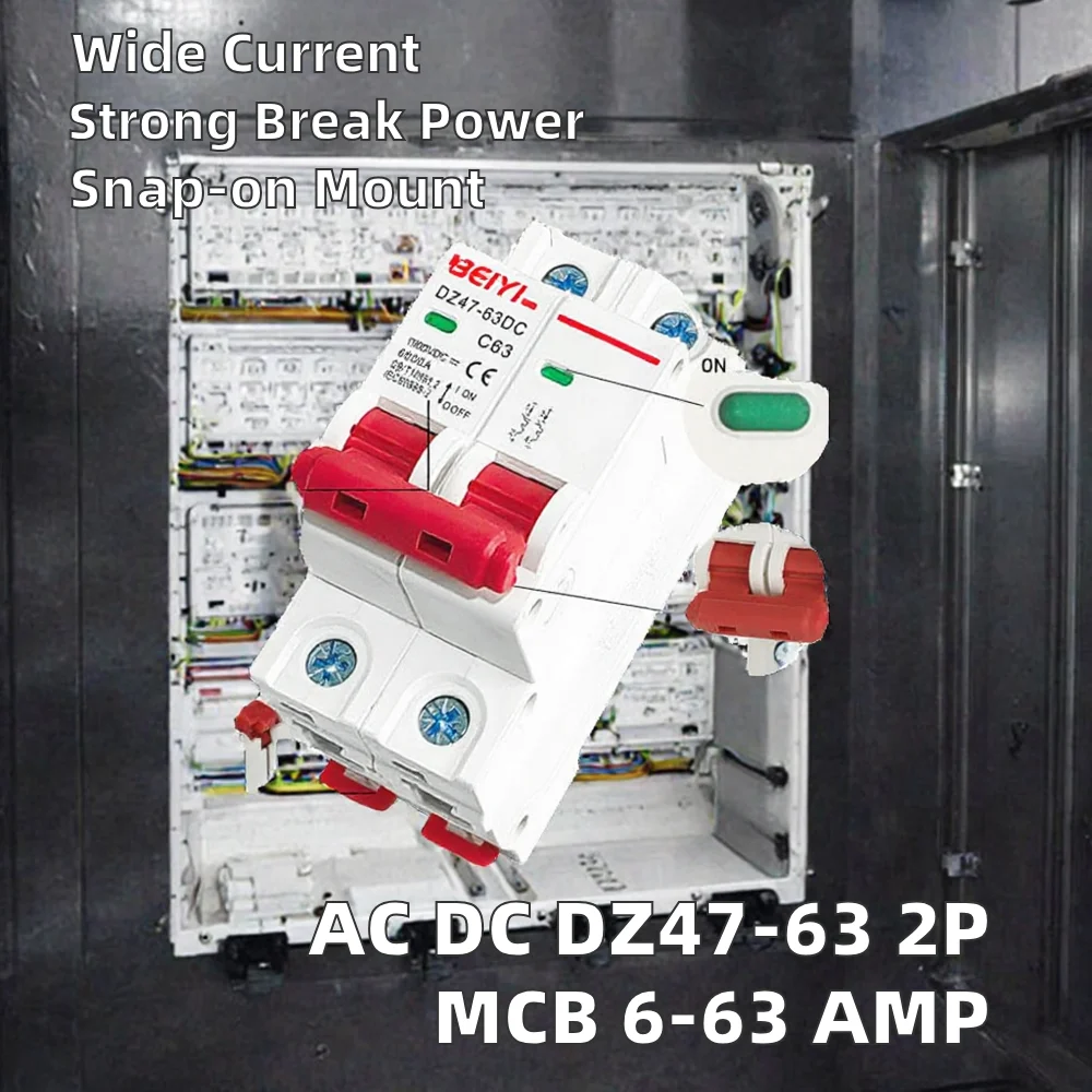 DC Miniature Circuit Breaker DZ47-63 2P Double Pole 63A 1000VDC Solar PV Protection MCB · image 2