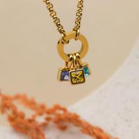 Pendentif en zircone en forme de goutte d'eau en acier inoxydable plaqué or SongYi, chaîne à maillons tendance, bijoux pour cadeau