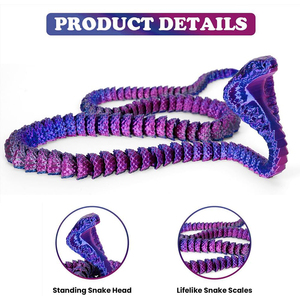 Serpent imprimé en 3D, Cobra flexible imprimé en 3D, Jouet anti-stress en forme de serpent pour adultes, pour bureau, paniers de Pâques et décorations - Product Image 3