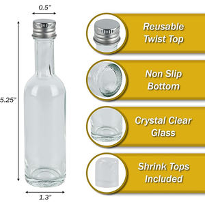 Vente Mini bouteilles en verre plat de 50ml vides pour vin Vodka Gin <span class=keywords><strong>rhum</strong></span> whisky café jus liqueur. Surface d'impression d'écran - Product Image 6