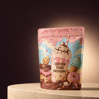 Sachets refermables imprimés en couleur avec fermeture éclair, pour milkshakes, desserts et snacks, personnalisables pour l'emballage alimentaire de détail