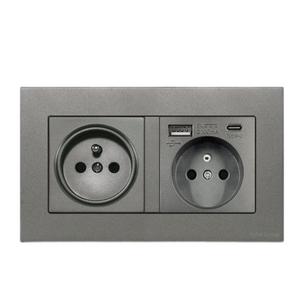 Panel Táctil Plateado para PC, Estándar Europeo 146, Tipo 16A, Interruptor de Pared Francés, Enchufe de 3 Pines, Interruptor 1 a 2 - Product Image 4