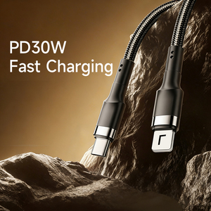 <span class=keywords><strong>Chargeur</strong></span> USB C pour <span class=keywords><strong>iPhone</strong></span> avec logo personnalisé, PD30W, charge rapide, cordon tressé en nylon de type C vers port L pour <span class=keywords><strong>iPhone</strong></span> <span class=keywords><strong>14</strong></span> 13 12 11 <span class=keywords><strong>Pro</strong></span> Max iPad - Product Image 2