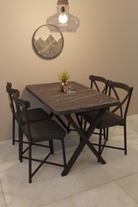 Mesa de Cocina Duradera, Ecológica, Portátil, Moderna, Impermeable, de Aglomerado y Metal, Multifuncional, Muebles para Comedor - Product Image 2