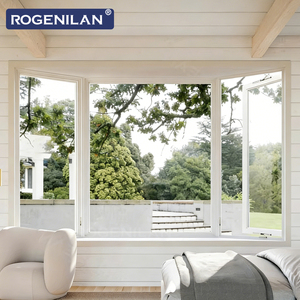 Fenêtre <span class=keywords><strong>fixe</strong></span> en aluminium et verre de style américain Rogenilan, résistante aux ouragans, avec double vitrage trempé et double fenêtre à battants - Product Image 2