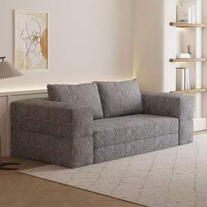 Sofá Cama Convertible Extensible, Sofá de Piso Plegable de Chenilla, Futón Desplegable <span class=keywords><strong>con</strong></span> Colchón y Almohadas, Dos <span class=keywords><strong>Plazas</strong></span> - Product Image 5