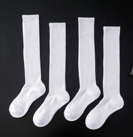 Vente en gros de chaussettes de compression côtelées de football Chaussettes de sport blanches unisexes Chaussettes hautes épaisses en coton
