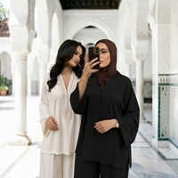 Ensemble 2 pièces personnalisé haut de gamme, tunique et pantalon large, tenue quotidienne musulmane, vente en gros OEM ODM, ensemble hijab Koweït