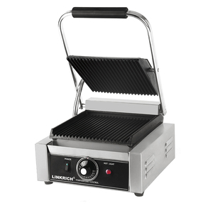 Linkrich Commercial Single Electric Contact Sandwich Panini BBQ <span class=keywords><strong>Maker</strong></span> 220V para uso en interiores y exteriores para hoteles y automóviles - Product Image 1