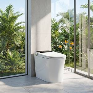Cupc WaterMark Intelligent Smart 2026 Japandi Grey Lid Tankless Rimless Ceramic Auto Flush Heated Bidet Elongated Side Button - Product Image 2