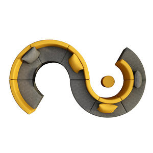 Sofá de oficina en forma de S, modular, semicircular, con estampado artístico de esponja de alta densidad, para área de descanso de oficina y uso en reuniones. - Product Image 5