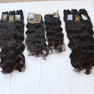 Échantillon de fournisseurs de cheveux vierges bruts 5x5 6x6 Hd Lace Closure et mèches de Temple indien cru avec Lace Closure Deep Wave Hair - Product Image 1