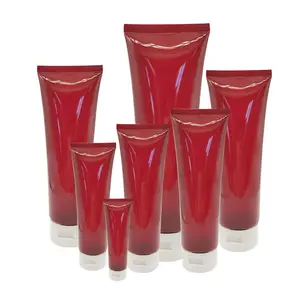 Individuelle 1 Unzen rote durchsichtige flache pe quadratische runde Plastikflasche mit Kappe Verpackung ovales Lotion-BB-Sonnencreme-Flüssigkeit weiches leeres Rohr