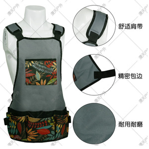 Tablier de jardinage gris à motifs floraux, en tissu Oxford 600D, pour le travail et le rangement en extérieur - Product Image 2