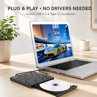 Lecteur DVD externe portable Aigo G90 USB 2.0 sans pilote, graveur de CD/DVD-RW haute vitesse pour PC tout-en-un, ordinateur portable, ordinateur de bureau