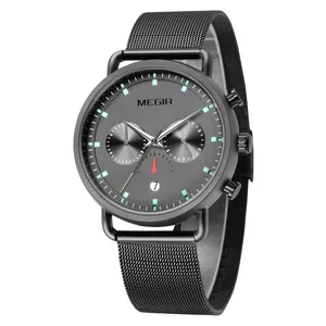 새로운 디자인 십대 핫 셀링 시계 메쉬 스트랩 크로노그래프 핸드 시계 남자 renogio masculino 브랜드 손목 시계 남성