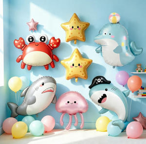 Ballons en aluminium animaux marins personnalisables <span class=keywords><strong>DIY</strong></span>, auto-gonflables, en forme de dessins animés pour l'organisation d'activités de la Journée des enfants - Product Image 5