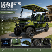 Voiturette de golf électrique haut de gamme, design de luxe, personnalisable (OEM), 2 à 8 places, pour l'extérieur, accessoires de golf adaptés aux terrains de golf et aux villas