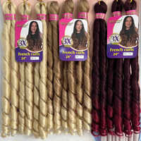 Extensions de cheveux bouclés à la française pour tressage, à basse température, en rouleau large et courbé, 24 pouces, lot de 3, 390g, double trame en soie domestique