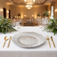 Assiettes de Présentation Écologiques Or et Argent en Plastique, 13 Pouces, Luxueuses et Décoratives, pour Centre de Table de Mariage et Présentation Alimentaire