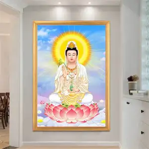 Großhandel kreuz stich berühmte gemälde-2019 Neue Kreuz stich Diamant Stickerei Guanyin Sitzen Lotus Diamant Malerei für Eingang Buddha Wohnzimmer