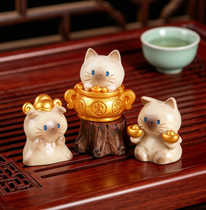 Statuette in Resina 3D di Gatti Portafortuna Cinesi Feng Shui, Miniature di Animali Carini da Collezione per Decorazione Casa e Casa delle Bambole - Product Image 5