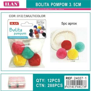 Pompon Ilan Bolita 3,5 cm Multicolore per Decorazioni Artigianali - Product Image 1