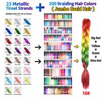 Extensions de cheveux synthétiques pré-étirées de 24 pouces avec fibres scintillantes et tinsel pour tresses jumbo, pour femmes, styles de tresses tendance