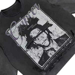 Sudadera Vintage Personalizada para Hombre, Lavado Desgastado, Corte a Mano, Detalle de Borde Crudo, Estilo Grunge Urbano - Product Image 3