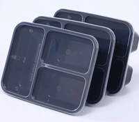 Boîte à lunch bento en plastique sans BPA avec couvercle pour la livraison de repas, contenant alimentaire jetable à compartiments