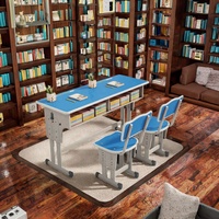 Ensemble table et chaise d'étudiant en métal de style moderne, durable, avec dossier croisé et pieds tournés, mobilier scolaire, mobilier commercial pour les écoles
