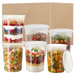 8オンス～<span class=keywords><strong>32</strong></span>オンス プラスチック製スープ容器 漏れ防止蓋付き 240個パック BPAフリー 再利用可能 電子レンジ対応 食品保存容器 - Product Image 1