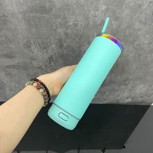 Matt Colored <b>Macaron</b> Powder Coated Rainbow Plated Colorful Speaker Sublimation Tumbler for Uv Dtf Wraps - Product Image 2