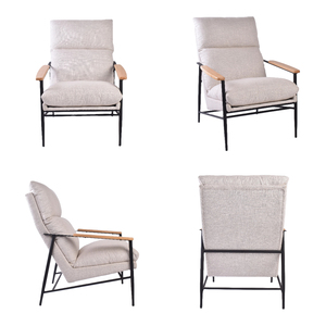 CARLFORD Rembourrage en tissu confort de luxe avec mains courantes en bois <span class=keywords><strong>Fauteuil</strong></span> pour salon chambre appartement - Product Image 4