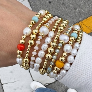 Pulsera Elástica Dorada de Cuentas con Letra Inicial <span class=keywords><strong>Personalizada</strong></span> y Dijes de Acero Inoxidable Tipo Burbuja, <span class=keywords><strong>Joyería</strong></span> <span class=keywords><strong>para</strong></span> <span class=keywords><strong>Hombre</strong></span> y Mujer - Product Image 2