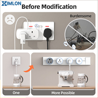 XIMLON - Enchufe de Riel Móvil Moderno con Sensor de Movimiento Integrado y Tira de Luz LED para Oficina Inteligente, Dormitorio y Cocina