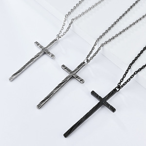 Unisex <b>Titanium</b> Steel Cross Necklace Minimalist Pendant Sweater <b>Chain</b> Artistic Retro Design - Product Image 2