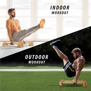 Mendukung <span class=keywords><strong>Calisthenics</strong></span> 2 latihan set kekuatan tubuh atas latihan paralel bar Parallettes kayu Push Up berdiri - Product Image 5