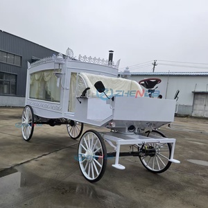 Popular White Hearse Funeral Carriage Coffin Cart Funeral Car Vintage Funeral Carriage Hearse for Sale - Product Image 2