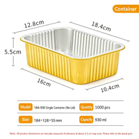 Boîte en aluminium rectangulaire dorée de 930 ml, bol en aluminium épaissi, boîte à emporter