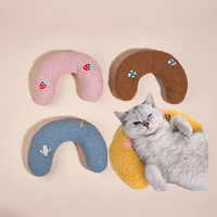 Coussin Apaisant en Peluche Douce en Forme de Croissant pour Chat, Adorable Jouet Moelleux pour Chien et Chat, Aide Confortable au Sommeil pour Animaux de Compagnie