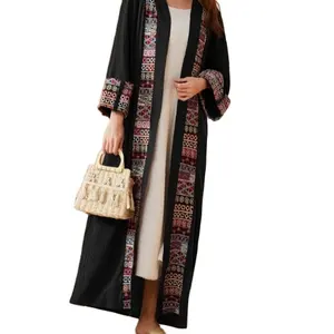 women fashion abaya high quality Tape Trim Open Front Abaya modest wear