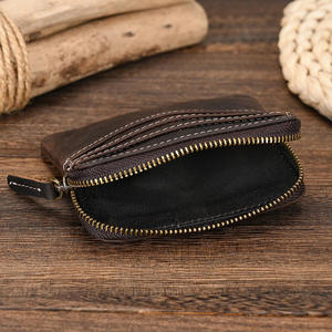 Porte-monnaie en cuir Crazy Horse AndoBag pour homme et femme, vintage, en cuir de vache véritable, petit porte-monnaie à fermeture éclair, portefeuille court 9203 - Product Image 6