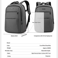 Sac à dos pour ordinateur portable professionnel de 15,6 pouces, design léger, entretien facile, tissu en nylon haute densité, grande capacité