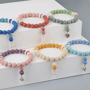 8Mm Màu Hồng Tự Nhiên Dung Nham Đá Khuếch Tán Vòng Đeo Tay Căng Đàn Hồi Yoga Hạt Tinh Dầu Hương Liệu Đồ Trang Sức Cho Nam Giới Phụ Nữ Quà Tặng - Product Image 3