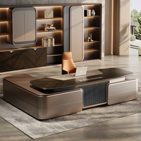Ensemble de bureau et chaise de direction de luxe, durable, modulaire, moderne, en forme de L, en panneaux MDF, base en acier, mobilier commercial haut de gamme