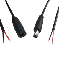 Câble Pigtail DC 12V 24V Prix Usine, Fiche Cylindrique Mâle/Femelle DC 5.5mm * 2.1mm, Cordon d'Alimentation IP65, 24AWG 3A Cuivre PVC