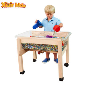 Table d'activités de garderie avec roues Montessori <span class=keywords><strong>Maternelle</strong></span> Intérieur Sable et Table d'Eau Préscolaire en Bois Pépinière Ensemble de Jeux Sensoriels - Product Image 1